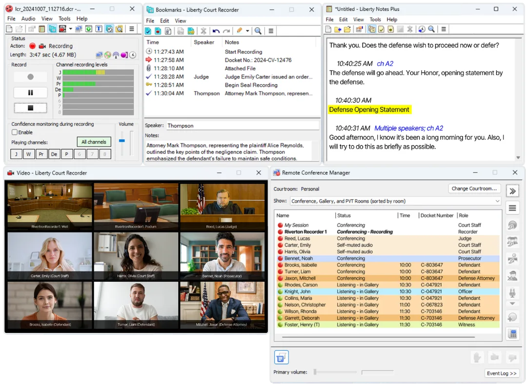 Liberty Court Recorder v9.0 Main Interface